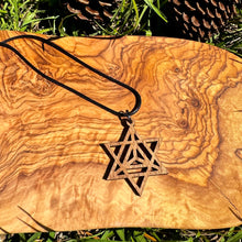 Загрузить изображение в средство просмотра галереи, Merkaba Wooden Necklace Custom Handmade Wooden Sacred Geometry Jewelry.