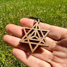 Загрузить изображение в средство просмотра галереи, Merkaba Wooden Necklace Custom Handmade Wooden Sacred Geometry Jewelry.
