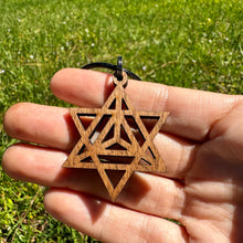 Загрузить изображение в средство просмотра галереи, Merkaba Wooden Necklace Custom Handmade Wooden Sacred Geometry Jewelry.
