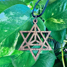 Загрузить изображение в средство просмотра галереи, Merkaba Wooden Necklace Custom Handmade Wooden Sacred Geometry Jewelry.