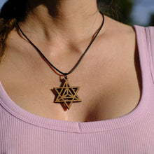 Загрузить изображение в средство просмотра галереи, Merkaba Wooden Necklace Custom Handmade Wooden Sacred Geometry Jewelry.