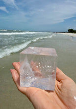 Load image into Gallery viewer, Genuine Tibetan Large Clear Quartz Cube. Sacred Geometry Cube High Vibration Healing Crystal, Crown Chakra Altar Crystal