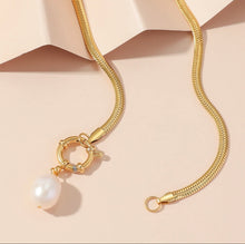 Загрузить изображение в средство просмотра галереи, Elegant Pearl Necklace with Snake Chain - Genuine Pearl Pendant on Sterling Silver Chain - Classic & Timeless Jewelry for Women