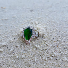 Загрузить изображение в средство просмотра галереи, Emerald Ring Luxury Almond Shaped16.27K. White Gold plated. AAA Quality Lab Made. Birthstone ring. Silver ring. Natural Emerald gemstone. Large Emerald ring. Large gemstone ring. Heart shape ring