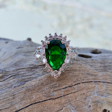 Загрузить изображение в средство просмотра галереи, Emerald Ring Luxury Almond Shaped16.27K. White Gold plated. AAA Quality Lab Made. Birthstone ring. Silver ring. Natural Emerald gemstone. Large Emerald ring. Large gemstone ring. Heart shape ring