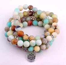 Загрузить изображение в средство просмотра галереи, Натуральный AMAZONITE Mala 108 Бусины натуральные ручной работы. Медитация Мала. Бусы для йоги. Амазонит. Браслет из натурального камня. Духовные украшения.
