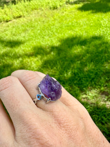 Natural Raw Amethyst Ring. Crown Chakra High Consciousness Activation. Amethyst jewelry