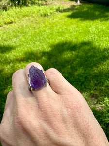 Natural Raw Amethyst Ring. Crown Chakra High Consciousness Activation. Amethyst jewelry