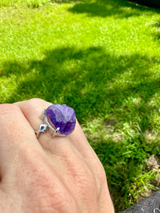 Natural Raw Amethyst Ring. Crown Chakra High Consciousness Activation. Amethyst jewelry