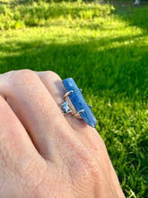 Load image into Gallery viewer, Natural Kyanite Crystal Ring. Raw Kyanite Crystal ring. Throat Chakra balancing. Own Your voice chakra
