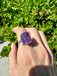 Natural Raw Amethyst Ring. Crown Chakra High Consciousness Activation. Amethyst jewelry