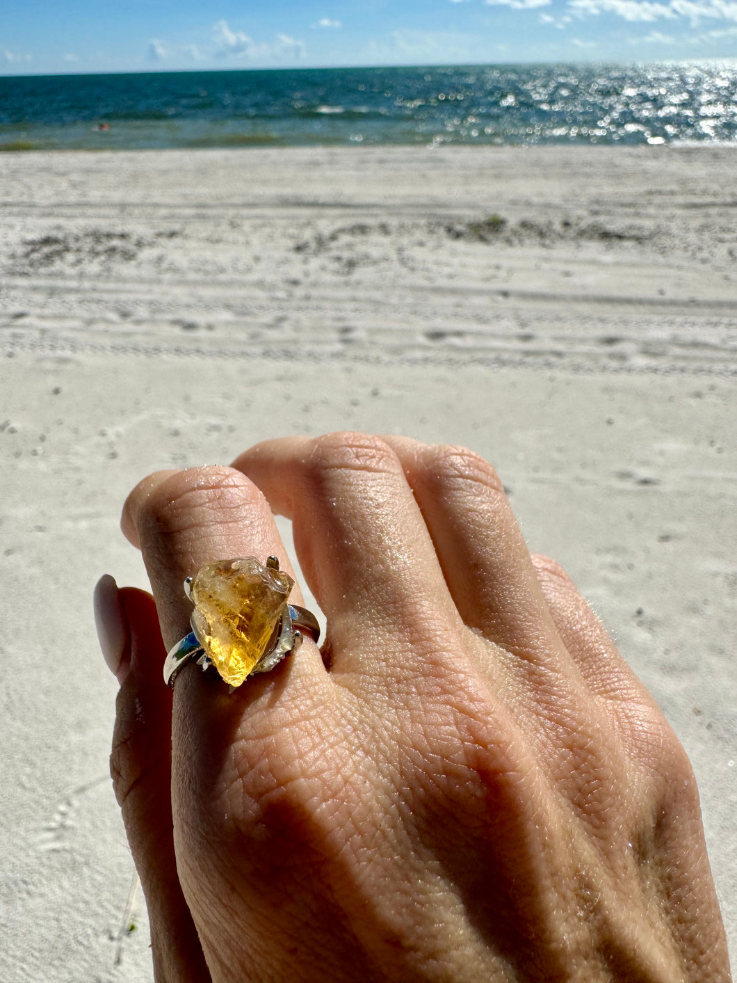 Natural Raw Citrine ring. Crystal of abundance and prosperity ring. Manipura Chakra. Self-confidence crystal jewelry