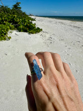 Load image into Gallery viewer, Natural Kyanite Crystal Ring. Raw Kyanite Crystal ring. Throat Chakra balancing. Own Your voice chakra
