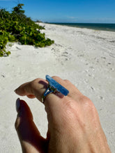 Load image into Gallery viewer, Natural Kyanite Crystal Ring. Raw Kyanite Crystal ring. Throat Chakra balancing. Own Your voice chakra
