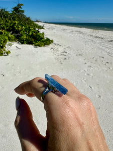 Natural Kyanite Crystal Ring. Raw Kyanite Crystal ring. Throat Chakra balancing. Own Your voice chakra