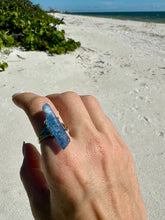 Load image into Gallery viewer, Natural Kyanite Crystal Ring. Raw Kyanite Crystal ring. Throat Chakra balancing. Own Your voice chakra
