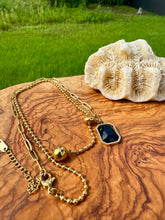 Load image into Gallery viewer, Obsidian Handmade Necklace. Golden Chain Necklace with Earth Obsidian Energy. Root Chakra balancing
