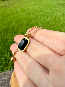 Obsidian Handmade Necklace. Golden Chain Necklace with Earth Obsidian Energy. Root Chakra balancing