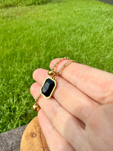 Load image into Gallery viewer, Obsidian Handmade Necklace. Golden Chain Necklace with Earth Obsidian Energy. Root Chakra balancing
