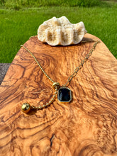 Load image into Gallery viewer, Obsidian Handmade Necklace. Golden Chain Necklace with Earth Obsidian Energy. Root Chakra balancing
