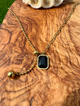 Load image into Gallery viewer, Obsidian Handmade Necklace. Golden Chain Necklace with Earth Obsidian Energy. Root Chakra balancing
