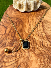 Load image into Gallery viewer, Obsidian Handmade Necklace. Golden Chain Necklace with Earth Obsidian Energy. Root Chakra balancing
