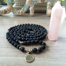 Load image into Gallery viewer, Natural LAVA Rock STONE  mala 108 beads. Root Chakra Stone. Mala for meditation and spiritual practices
