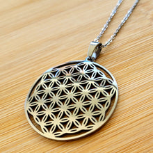 Load image into Gallery viewer, Flower Of Life Sacred Geometry Necklace gold. Flower of Life jewelry, Sacred Geometry Jewelry, Metaphysical Psychic, Spiritual Jewelry.
