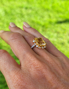 Natural Pure Citrine Ring Sterling Silver. Beautiful large citrine crystal ring. Healing crystals ring. Manipura chakra. Citrine Jewelry