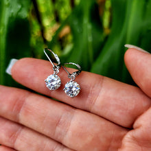 Load image into Gallery viewer, Luxury Moissanite dangle earrings 1.2 carats. Sparkling beautiful large stone earrings. Sacred jewelry luxury diamond earrings
