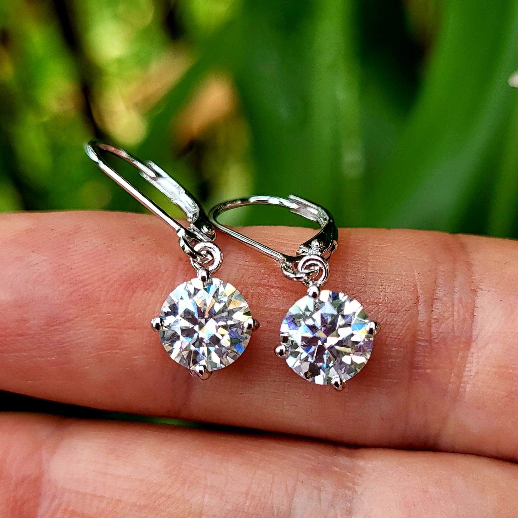 Luxury Moissanite dangle earrings 1.2 carats. Sparkling beautiful