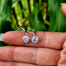 Load image into Gallery viewer, Luxury Moissanite dangle earrings 1.2 carats. Sparkling beautiful large stone earrings. Sacred jewelry luxury diamond earrings
