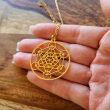 Load image into Gallery viewer, Metatron Cube Necklace Sacred Geometry Jewelry Gold and Rose Gold Symbol of The Universe. Metaphysical Necklace. Symbol of The Universe.
