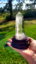 Load image into Gallery viewer, Large Clear Quartz Point. Natural Himalayan Tibetan High Altitude Raw 6 Sided Point Crystal. Obelisk. High Purity Clear Quartz with base
