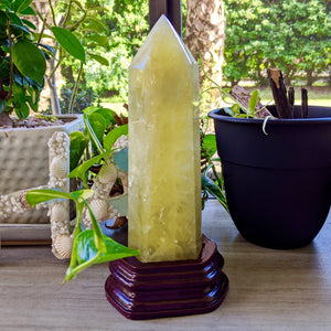Большой кристаллический наконечник натурального цитрина весом 2,1–2,3 фунта с основанием ручной работы. Кристалл для домашнего декора. Медитация Исцеление Чакр