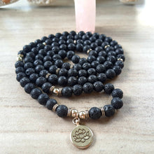 Load image into Gallery viewer, Natural LAVA Rock STONE  mala 108 beads. Root Chakra Stone. Mala for meditation and spiritual practices
