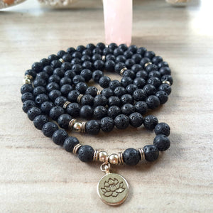 Natural LAVA Rock STONE  mala 108 beads. Root Chakra Stone. Mala for meditation and spiritual practices
