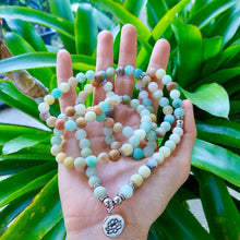 Load image into Gallery viewer, Natural AMAZONITE Mala 108 Beads natural handmade. Meditation Mala. Yoga beads. Amazonite. Natural stone bracelet. Spiritual jewelry.
