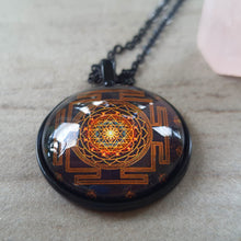 Load image into Gallery viewer, Sri Yantra necklace gold metal. For men and women jewelry Sacred geometry necklace . Meditation jewelry. Healing jewelry
