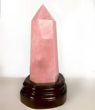 Load image into Gallery viewer, 8-12&quot; Tall, 3-4 lb Large Crystal Point Tower, Hand crafted Natural Rose Quartz Crystal terminated. Home décor crystal. Metaphysical Chakra crystal. Meditation spiritual reiki crystal
