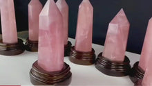 Load and play video in Gallery viewer, 8-12&quot; Tall, 3-4 lb Large Crystal Point Tower, Hand crafted Natural Rose Quartz Crystal terminated. Home décor crystal. Metaphysical Chakra crystal. Meditation spiritual reiki crystal
