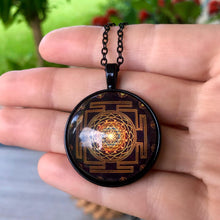 Load image into Gallery viewer, Sri Yantra necklace gold metal. For men and women jewelry Sacred geometry necklace . Meditation jewelry. Healing jewelry
