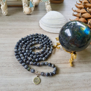Natural Labradorite Mala 108 Beads. Third Eye Chakra crystal Beads. Meditation Mala. Labradorite bracelet, Spiritual  Metaphysical stone