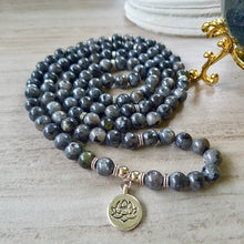 Load image into Gallery viewer, Natural Labradorite Mala 108 Beads. Third Eye Chakra crystal Beads. Meditation Mala. Labradorite bracelet, Spiritual  Metaphysical stone

