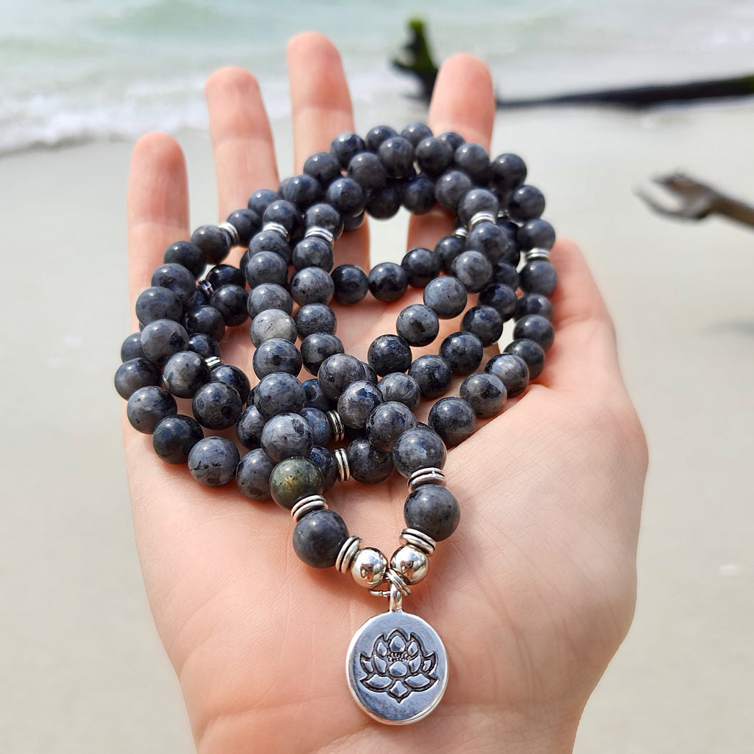 Natural Labradorite Mala 108 Beads. Third Eye Chakra crystal Beads. Meditation Mala. Labradorite bracelet, Spiritual  Metaphysical stone