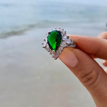 Load image into Gallery viewer, Amulet Talisman Emerald Ring Luxury Almond Shape. Magical Birth Stone ring Psychic spell ring. Lucky Ring . Witch Jewelry, Reiki, Wicca
