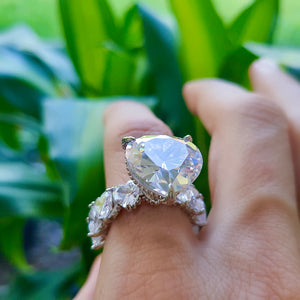 Обручальное кольцо ручной работы в форме сердца с кубическим цирконием 5 карат. Роскошное качественное модное кольцо-пасьянс с бриллиантом. Кольцо-амулет-талисман удачи