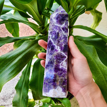 Load image into Gallery viewer, 7-8&quot; Large Dream Amethyst Point. Natural Crystal. Third Eye Chakra Protective Crystal Obelisk. Home Decor
