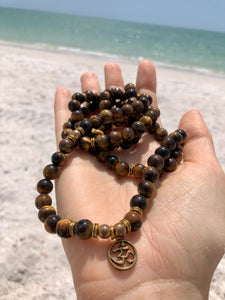 TIGER EYE Mala 108 Beads. Healing crystals handmade. Meditation spiritual jewelry. Reiki energy Chakra healing. Tiger eye bracelet beads