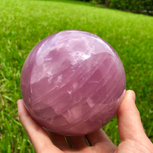 2.5-3.2 lb 11-13''Circumference Natural Rose Quartz Sphere with a base. Large Healing Crystal Handcrafted, Heart chakra reiki healing. Love
